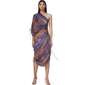Saaksha & Kinni Multi Colored Micro Pleated Draped Dress XS Multi Drawstrings